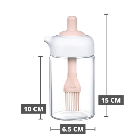 Femora FMBSOLJ-04 Borosilicate Glass Brush & Oil Jar - 200ml, Set Of 4, Pink