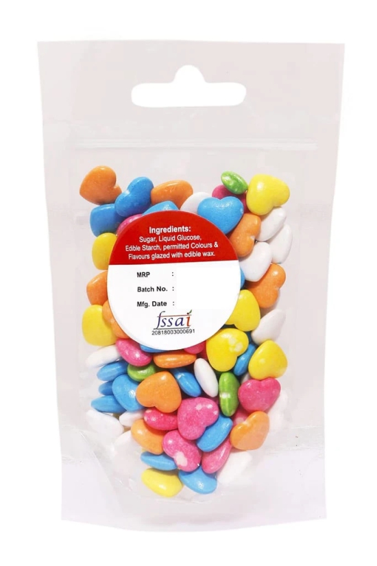 foodfrillz Heart Sprinkles (Multicolored), 50 g for cake decoration