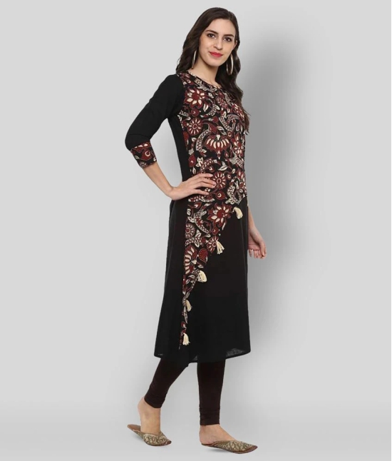 Yash Gallery - Black Cotton Womens A-line Kurti ( Pack of 1 ) - 4XL