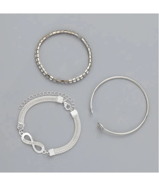 FASHION FRILL Silver Bracelet ( Pack of 3 ) - None