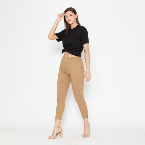 Women's Cotton Formal Trousers - Mocha Mocha L