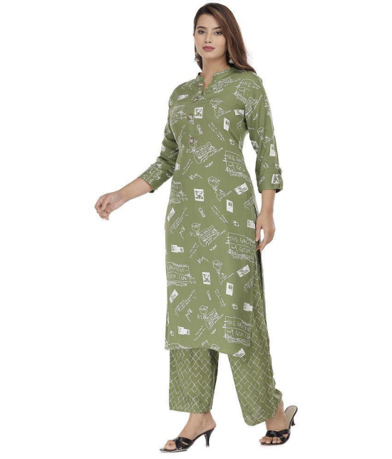 JC4U - Green Straight Rayon Womens Stitched Salwar Suit ( Pack of 1 ) - M