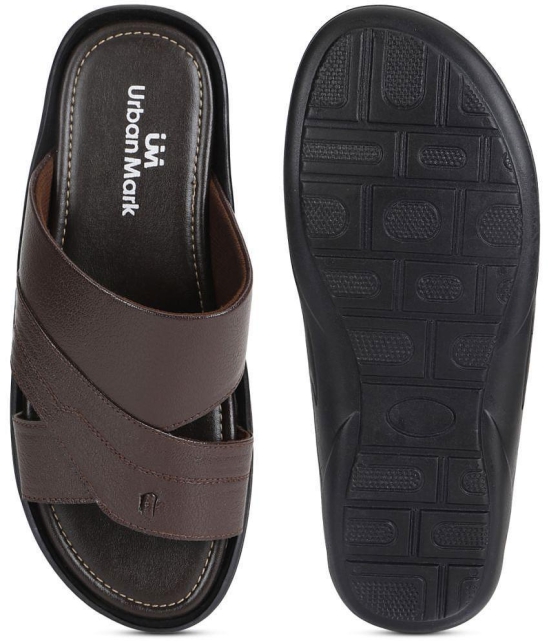 UrbanMark Brown Mens Thong Flip Flop - None