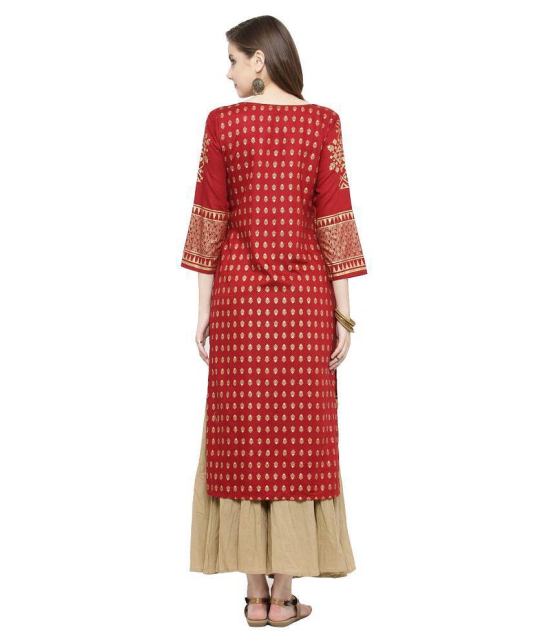 KSUT Maroon Rayon Straight Kurti - XL