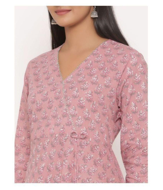 miravan Pink Cotton Anarkali Kurti - 3XL