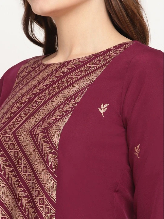 Women Burgundy Ethnic Motifs Printed Panelled Kurta with Trousers