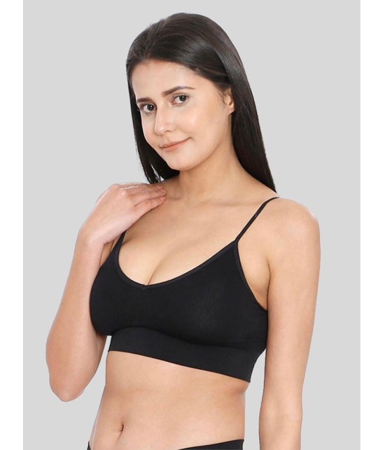 ILRASO - Black Cotton Blend Removable Padding Women's Sports Bra ( Pack of 1 ) - None