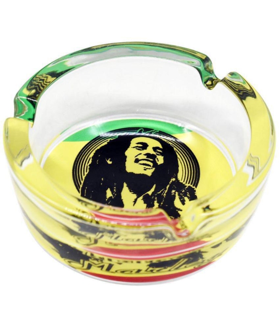 Glass Ashtray, Round, Yellow (Diemeter: 8.5cm) - Multi Color