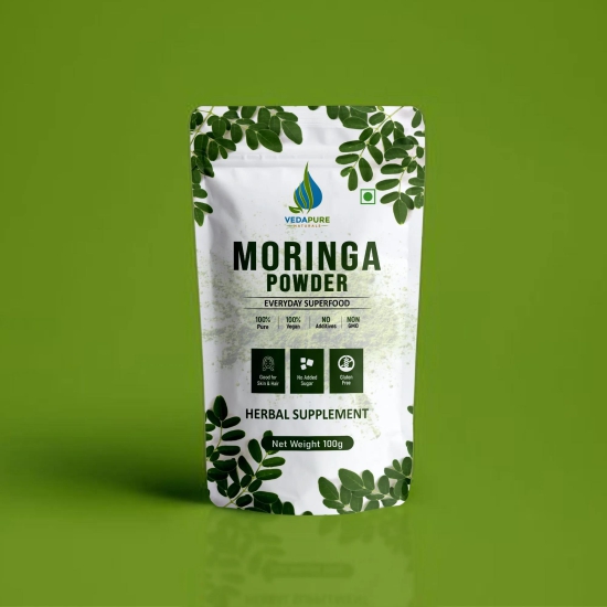 Vedapure Naturals Pure Moringa Leaf Powder | For Skin & Hair Health | Herbal Supplement | - 100 GM