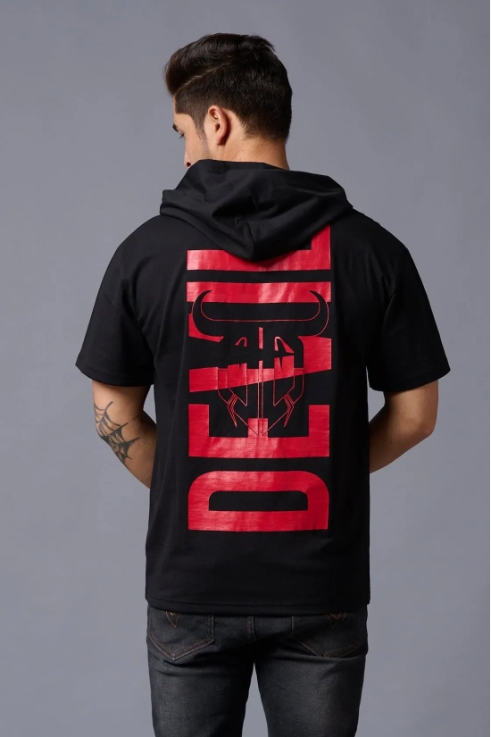 Red Devil Printed Hooded Oversized T-Shirt for Men 5XL