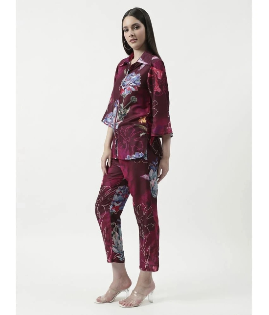 Pannkh Womens Floral Digital Printed Loungewear Shirt With Pant Set - None