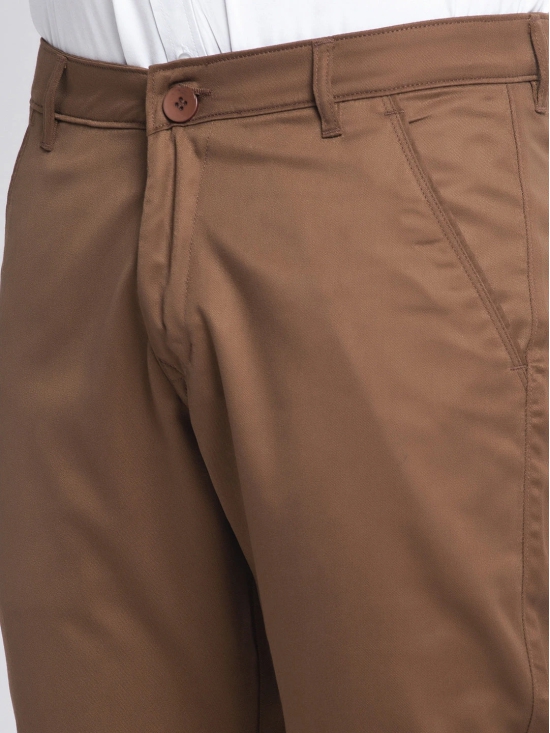 Indian Needle Mens Brown Tapered Fit Formal Trousers-30 / Brown