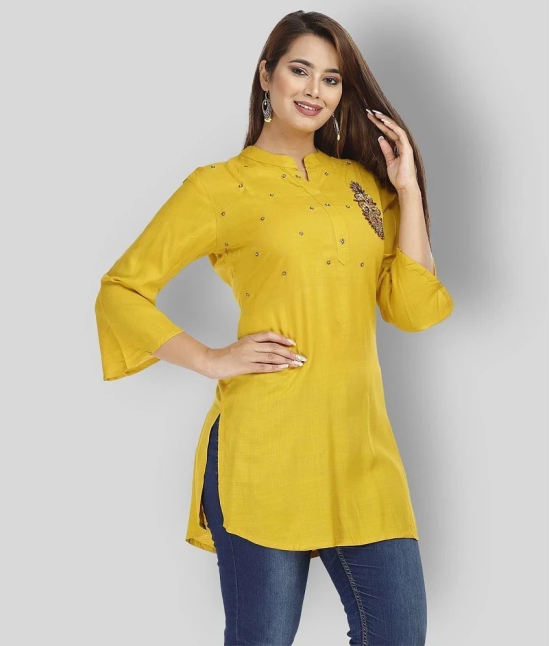 JC4U - Yellow Rayon Womens Straight Kurti - M