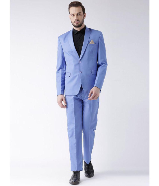 Hangup Blue Solid Formal Suit - 36