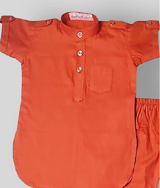 harshvardhanmart - Orange Cotton Boys Shirt & Pants ( Pack of 1 ) - None