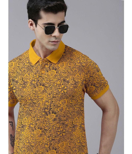 ADORATE - Mustard Cotton Blend Regular Fit Men's Polo T Shirt ( Pack of 1 ) - None