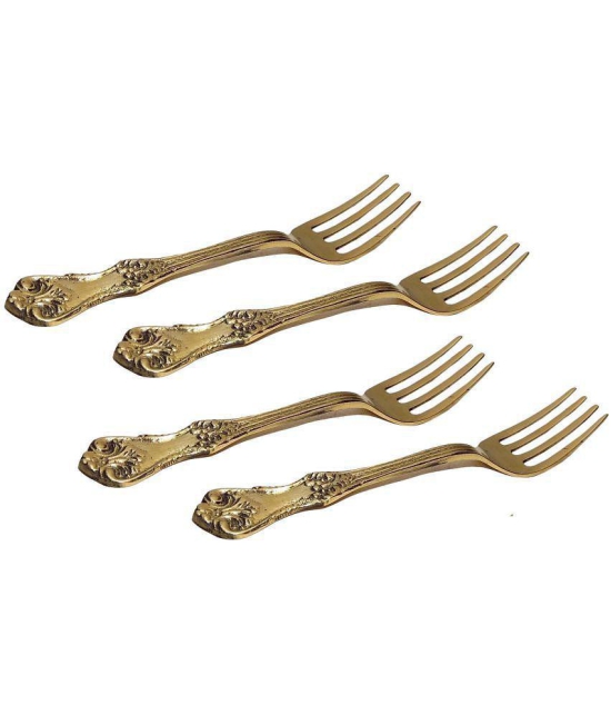 A & H ENTERPRISES - Gold Brass Table Fork ( Pack of 4 ) - Gold