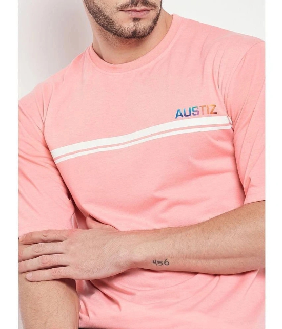 AUSTIZ - Melange Pink Cotton Blend Regular Fit Mens T-Shirt ( Pack of 1 ) - None