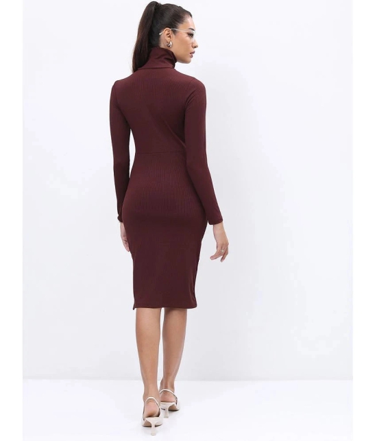 Ketch Polyester Solid Midi Womens Bodycon Dress - Brown ( Pack of 1 ) - None