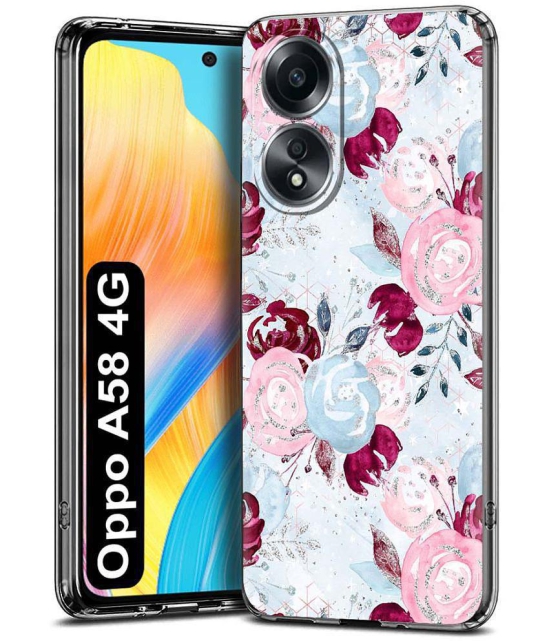 Fashionury Multicolor Printed Back Cover Silicon Compatible For Oppo A58 4G ( Pack of 1 )