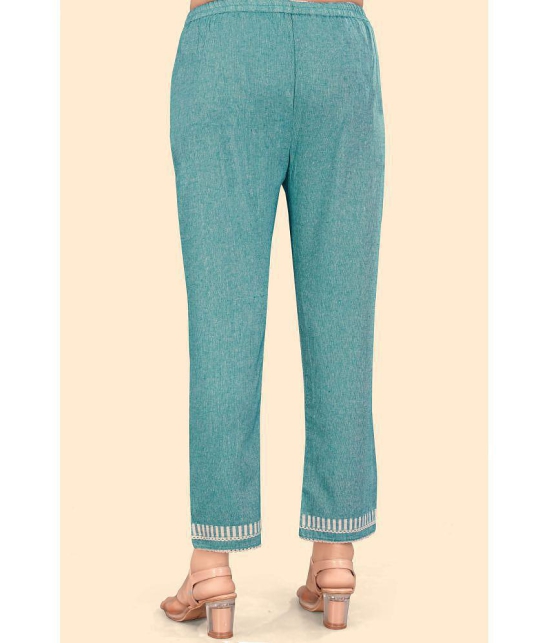 Glomee - Sea Green Cotton Straight Women's Casual Pants ( Pack of 1 ) - None