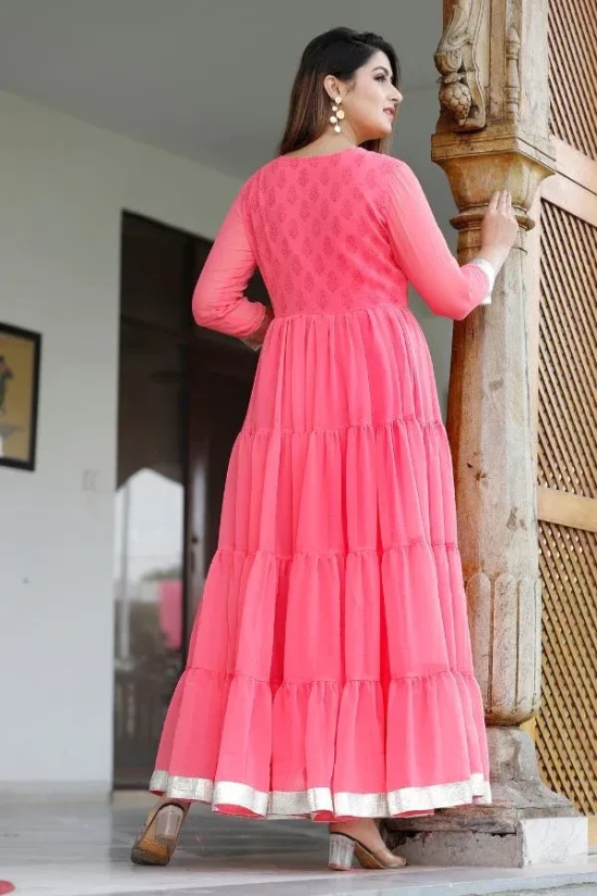 Hot Pink Hand Block Printed Anarkali Set L