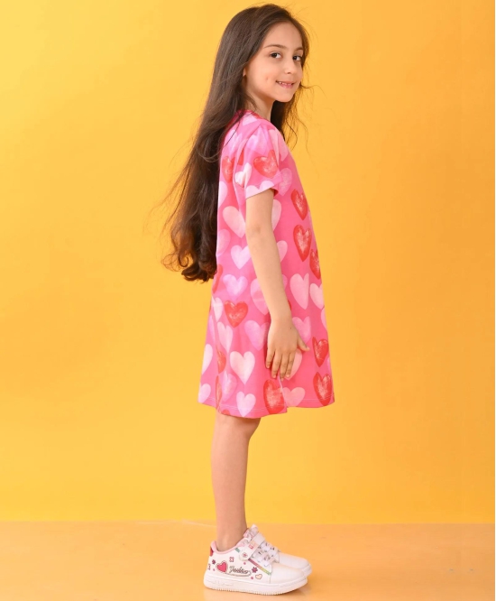 PRETTY HEART CASUAL SUMMER DRESS - PINK-10-12 YEARS / 1N / PINK