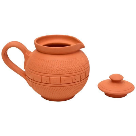 KSI Handmade Terracotta Clay Milk Sugar Pot Tea Kettle for Serving (Milk Pot)