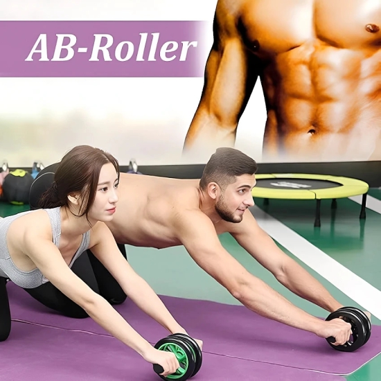 Double Wheel Ab Wheel Roller Exercise Equipment for Men and Women Workout Home Gym Exercise (Pack of 1) Green