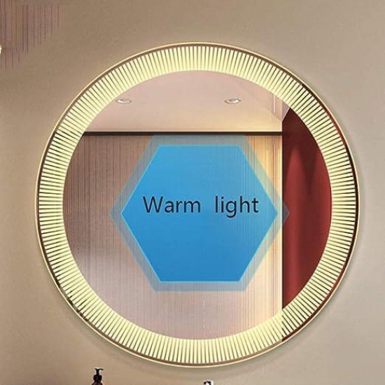 LED Bathroom Mirror with Lights Bathroom Mirrors Wall Mounted for Makeup Cosmetic Shaving Warm Yellow Light White Light