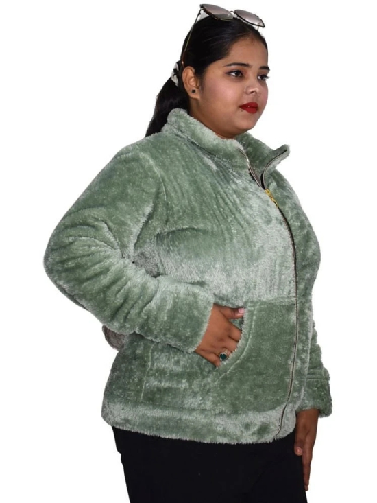 Looks United - Faux Fur Green Jackets Pack of 1 - None