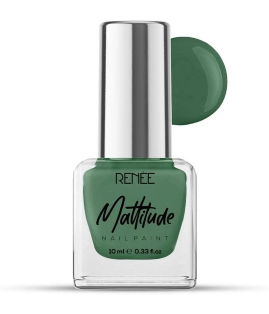 RENEE Mattitude Nail Paint - Moss Green, Quick Drying, Matte Finish, 10ml