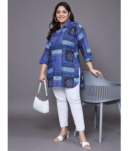 Tissu Cotton Printed Straight Womens Kurti - Blue ( Pack of 1 ) - None