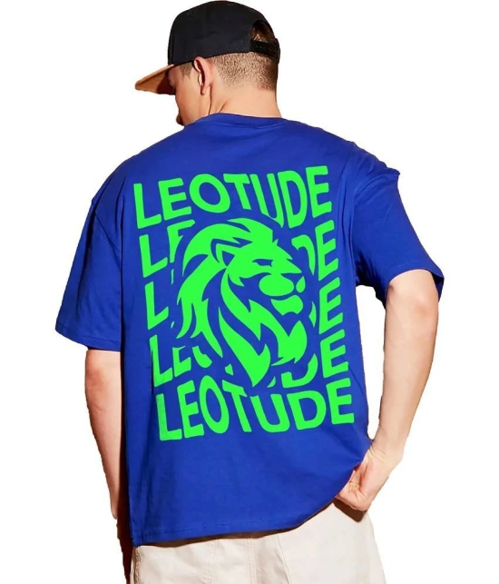 Leotude Cotton Blend Oversized Fit Printed Half Sleeves Mens T-Shirt - Blue ( Pack of 2 ) - None