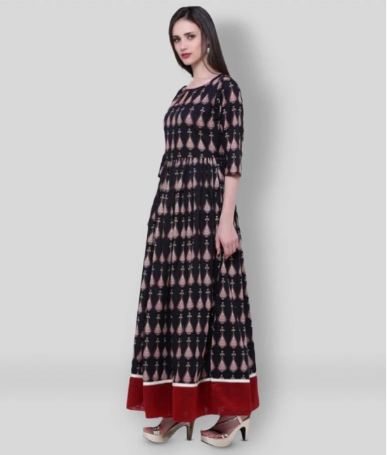 Divena - Black Cotton Womens Flared Kurti ( Pack of 1 ) - None