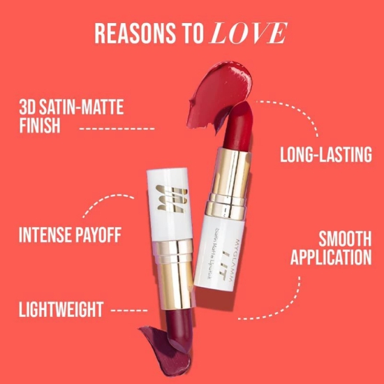 MyGlamm Combo of Satin Matte + LIT Liquid Matte Lipstick Exclusive Combo Partenship | Long Lasting, 3D Lipstick & Smudge-Proof, Hydrating Matte Lipstick