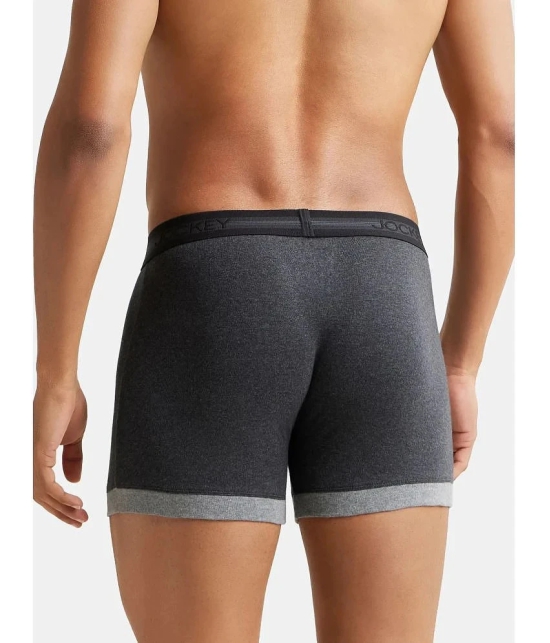 Jockey 1017 Men Super Combed Cotton Rib Solid Boxer Brief - Mid Grey & Charcoal - None