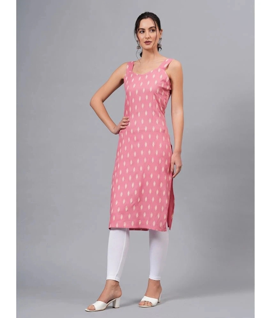 HIGHLIGHT FASHION EXPORT Rayon Printed Straight Womens Kurti - Pink ( Pack of 1 ) - None