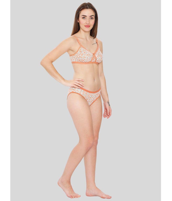 ILRASO - Orange Cotton Women's Bra & Panty Set ( Pack of 1 ) - None