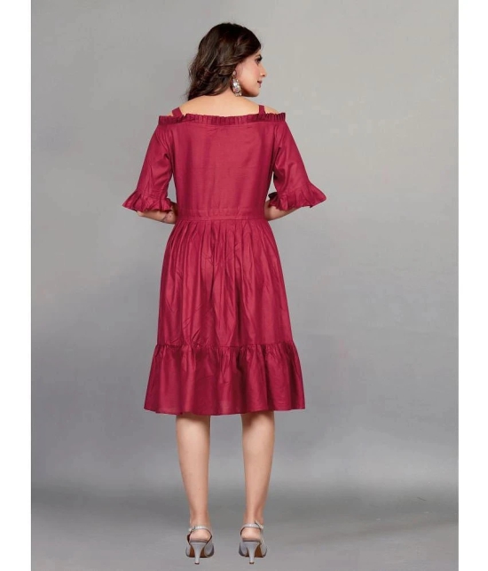 JULEE - Maroon Rayon Womens Fit & Flare Dress ( Pack of 1 ) - None