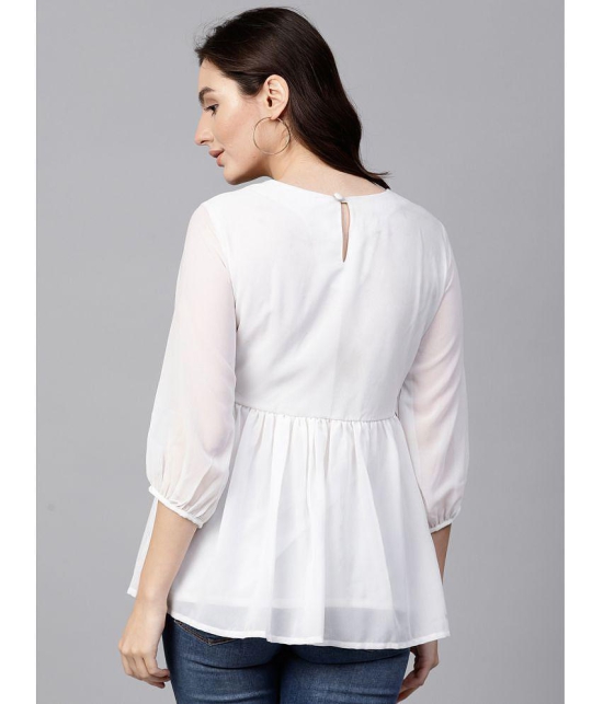 Pannkh Polyester Regular Tops - White Single - M