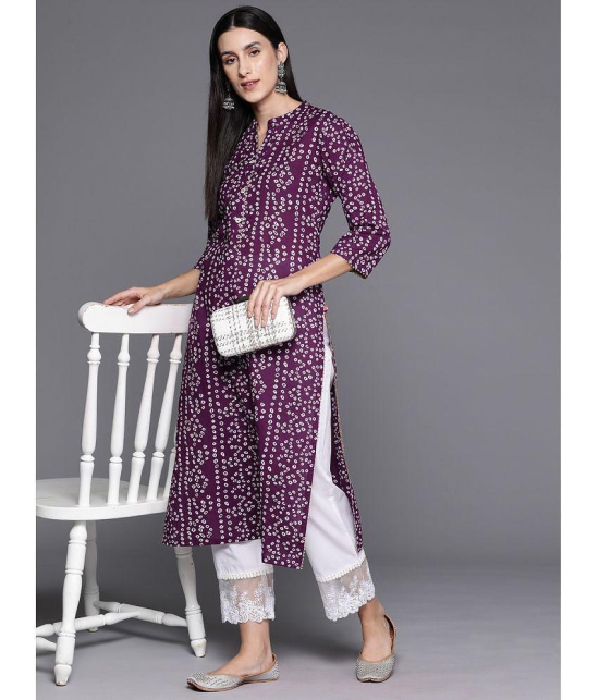 Varanga Cotton Printed Straight Womens Kurti - Purple ( Pack of 1 ) - None