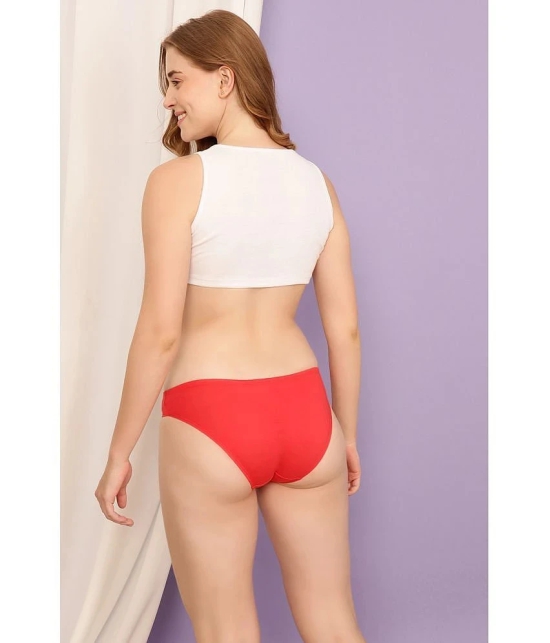 Clovia Pack of 1 Cotton Solid Womens Bikini ( Red ) - None