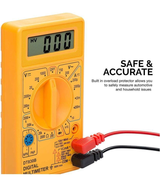 LEAVESS-LCD Display Digital Multi-meter Digital Millimeter (Yellow Color)