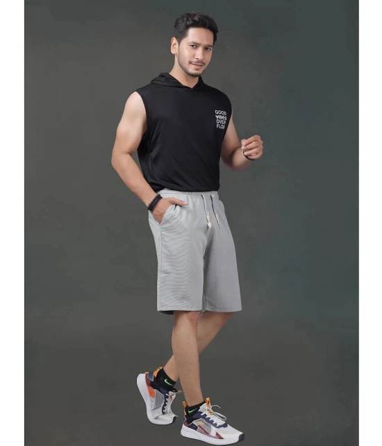 Septem Medium Grey Cotton Blend Mens Gym Shorts ( Pack of 2 ) - None