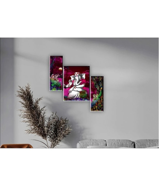 Saf Ganesha Set of 3 modern art MDF Painting Without Frame