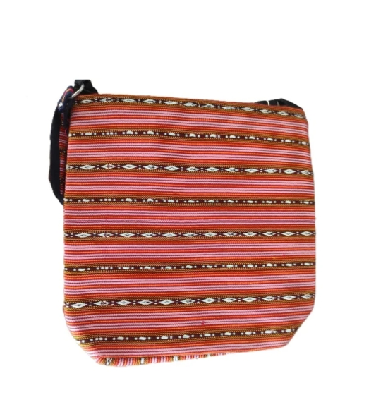 Handwoven Striped Crossbody Bag with Adjustable Strap