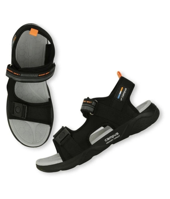 Campus Black Synthetic Floater Sandals - None