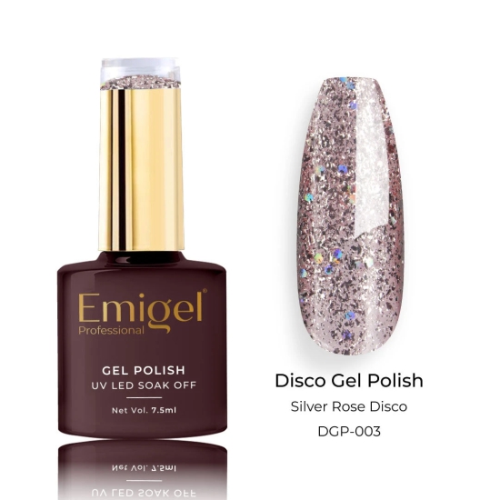 Emigel - Disco UV Gel Polish - 10 Shades-SILVER ROSE DISCO