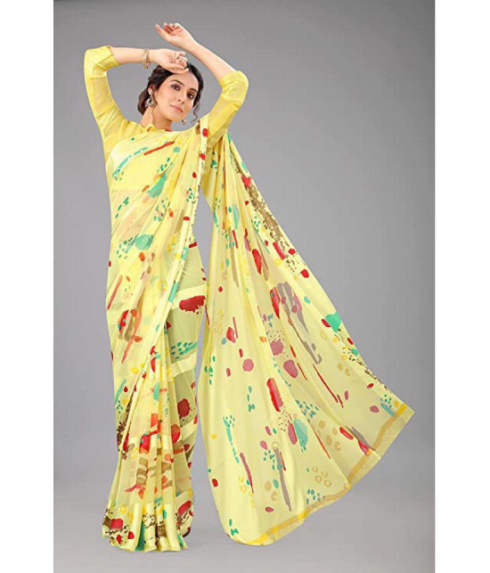 Sitanjali - Yellow Georgette Saree With Blouse Piece ( Pack of 1 ) - Yellow